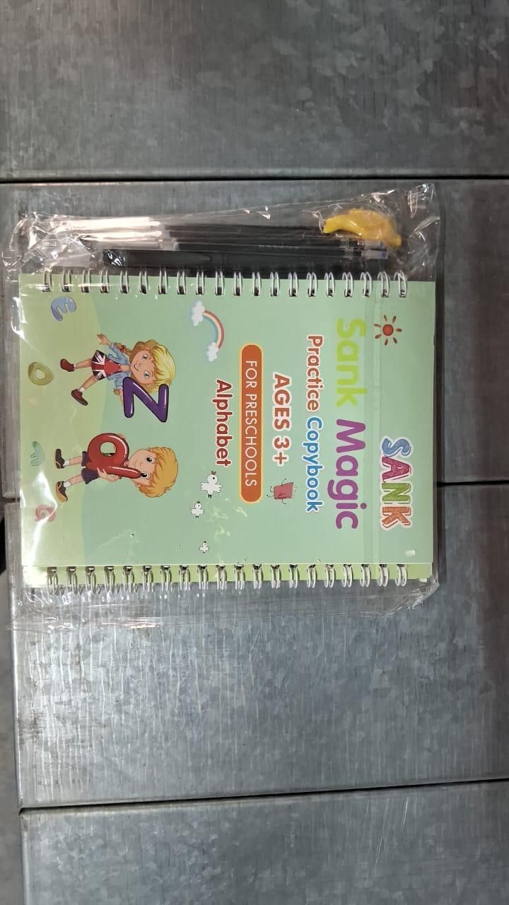 Sank Magic Practice Copybook Set ✍️ (4 Books + 1 Pen + 1 Grip + 10 Refills) – Reusable Writing Magic! 🌟📖